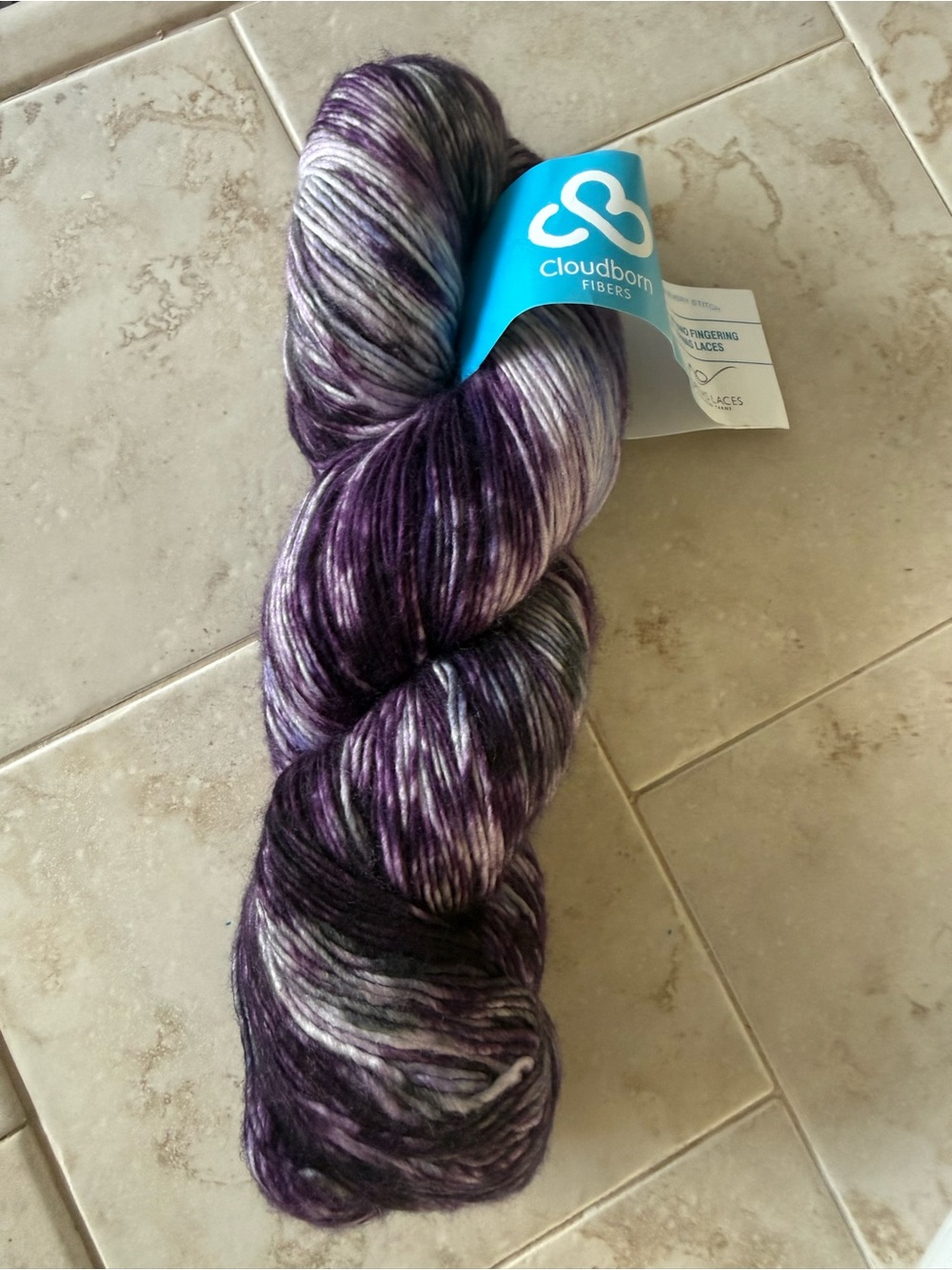 Cloudborn Fibers Hand-Dyed Merino Fingering Yarn - Purple Variegated - Picture 4 of 9